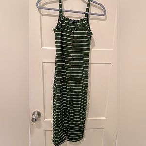 FINAL PRICE 💚NWOT Y2K Ribbed Striped Hunter Green button down maxi dress size S